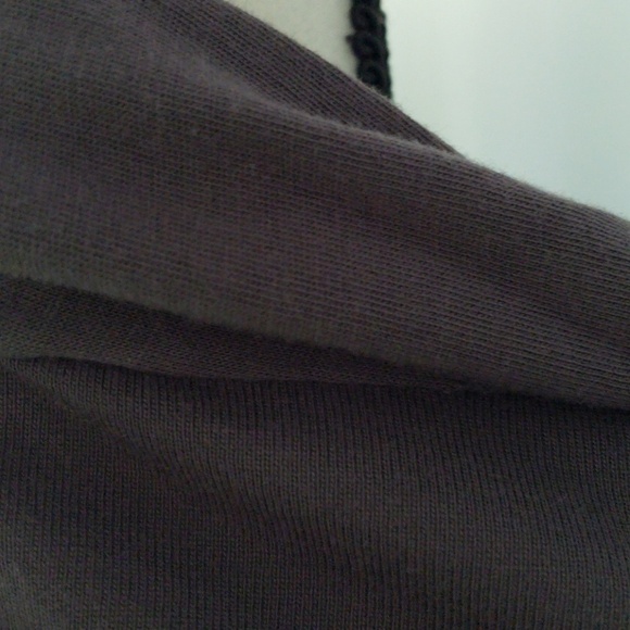 Cato gray waterfall open front  cardigan with black print and shawl collar - Picture 5 of 5